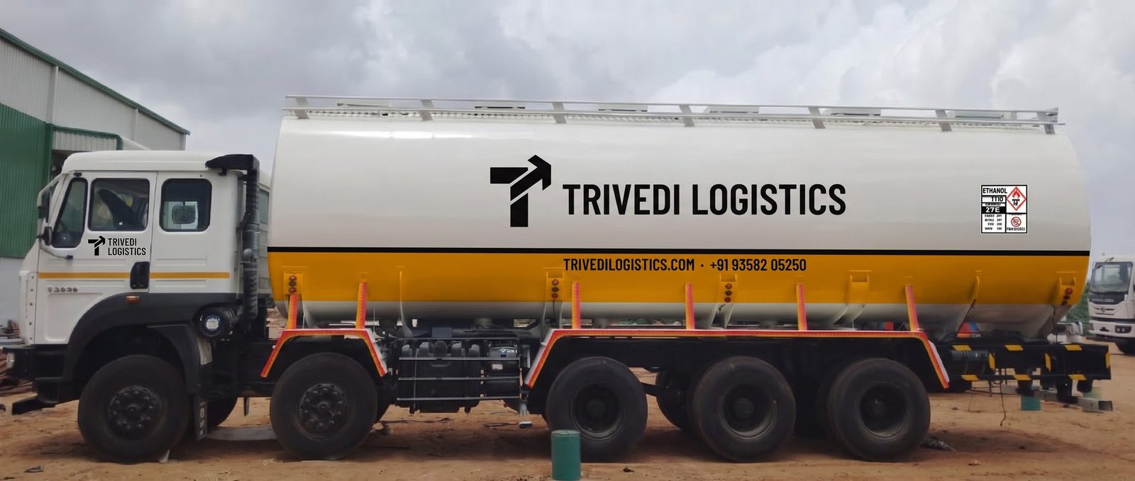 Trivedi Logistics 40 KL tanker, side profile in fleet livery